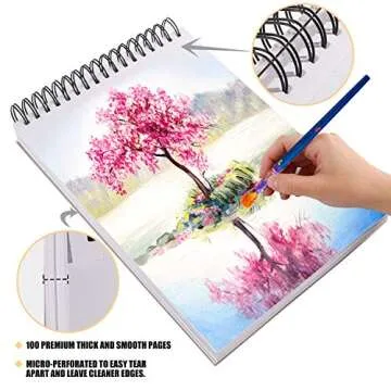 Bachmore Sketchpad 100 Sheet, Watercolor, Acrylic Art Pad for Sketching, Ink Sketch Book, Coloring Notebook - 98 Ib/160 g/m2 in Multi-Media Spiral Notebook, Drawing Paper, Drawing Pad (9'' X 12'')