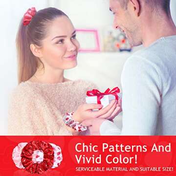 20 Valentine’s Day Heart Scrunchies for Girls - Soft Hair Accessories