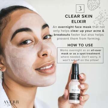 Averr Aglow - Clear Skin Kit - Acne Treatment - Dark Spot Remover - Blemish & Redness Control - Hydrating & Moisturizing - Rich in Minerals, Antioxidants & Vitamin A, C, D & E - Skin Care - 4 pc Set