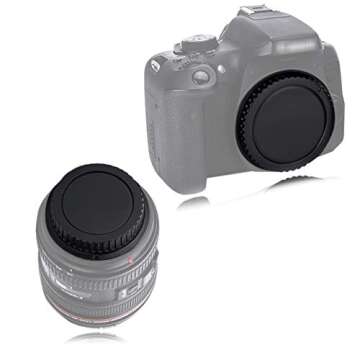 VKO Front Body Cap & Rear Lens Cap Replacement for Canon EOS 60D 70D 77D 80D 7D 5D Mark II III IV 750D 760D Rebel T7 T6 T6i T7i T6S T4i T5i T5 Camera Body & EF Lens Replaces RF-3(2 Pack)