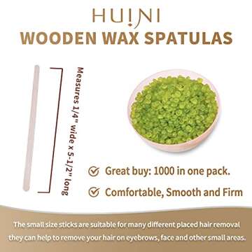 Huini 1000 Ct. Wooden Waxing Applicators Sticks for Face & Eyebrows Wax Spatula Hair Removal CD-S02-...