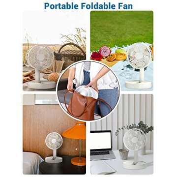 KASYDoFF Portable Desk Fan, USB Battery Operated Fan with 4 Speeds Strong Airflow, Foldable Personal Fan for Bedroom, Small Travel Fan for Outdoor