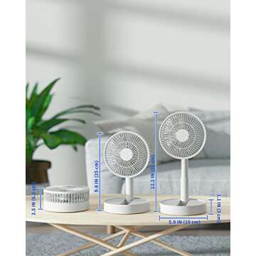 KASYDoFF Portable Desk Fan, USB Battery Operated Fan with 4 Speeds Strong Airflow, Foldable Personal Fan for Bedroom, Small Travel Fan for Outdoor