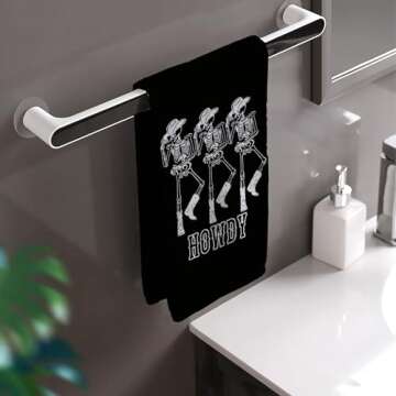 HIWX Halloween Hand Towels,Halloween Kitchen Towels,Preppy Howdy Skeleton Halloween Decorative Kitch...