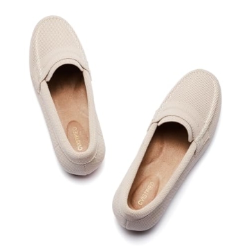 Cvistpieo Loafers for Women Comfortable Dressy Casual Work Flats Lightweight & Breathable Slip On Walking Shoes Knit Nude Size 7.5