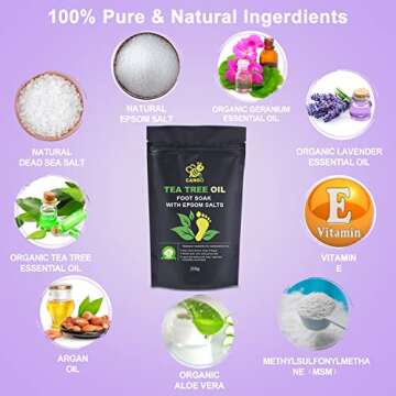 Tea Tree Oil Foot Soak with Epsom Salt, CANGO Foot Bath Salts - Remove Toxins, Foot Callus, Boost Immunity, Help Treat Athletes Foot, Relieve Tired, Achy, Itchy Feet