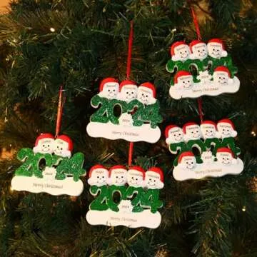 Personalized Christmas Ornaments 2024, Custom Engraved Family Name Snowman Christmas Ornaments for Christmas Tree Decorations (3 Names)