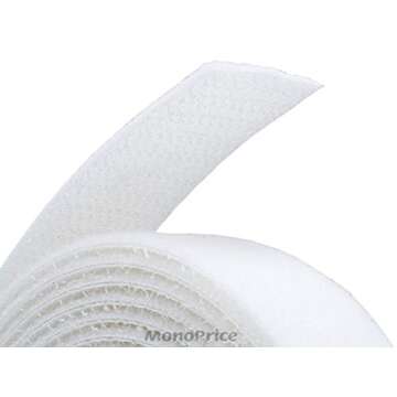 Monoprice Hook and Loop Fastening Tape - 5 Yards Per Roll, 0.75in, White