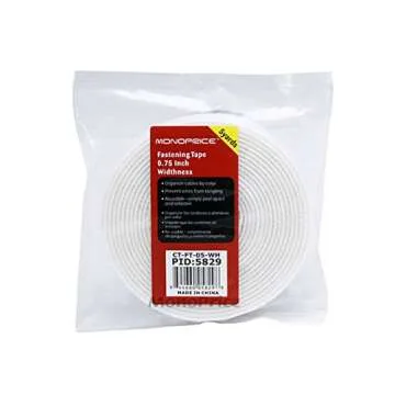 Monoprice Hook and Loop Fastening Tape - 5 Yards Per Roll, 0.75in, White