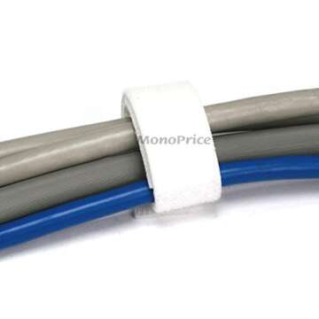 Monoprice Hook and Loop Fastening Tape - 5 Yards Per Roll, 0.75in, White