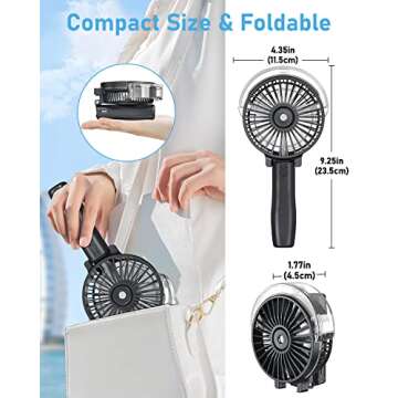 Zuvas Misting Handheld Fan - Portable 4800mAh Spray Fan for Outdoor Activities