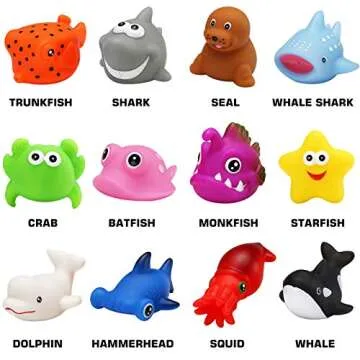 Bath Toys, 12 Pcs Light Up Ocean Sea Animal Set, Flashing Colorful LED Light Floating Bathtub Toys f...