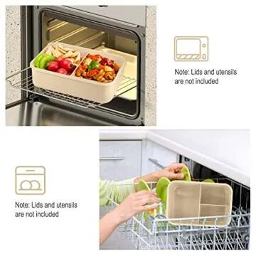 NatraProw Bento Box for Adult, 1200 ML Lunch Containers, LeakProof Lunch Box with Utensils, BPA Free, 3 Compartment Bento Box Microwave Safe, Khaki