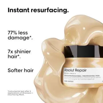L'Oreal Professionnel Absolut Repair Hair Mask | Protein Hair Treatment | Repairs & Nourishes Dry, Damaged Hair | With Quinoa & Proteins | Adds Shine | Medium to Thick Hair Types