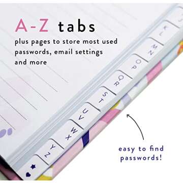 Password Book with Alphabetical Tabs - Hardcover Abstract Florals - 5 x 7 inches - Beautiful Passwor...