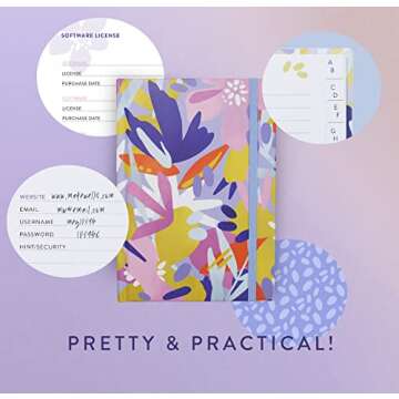 Beautiful Password Book with Alphabetical Tabs - 5x7