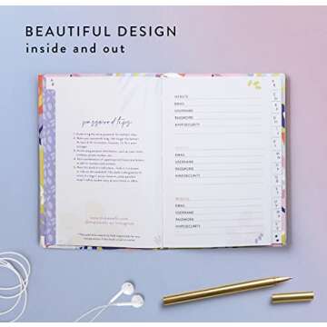 Beautiful Password Book with Alphabetical Tabs - 5x7