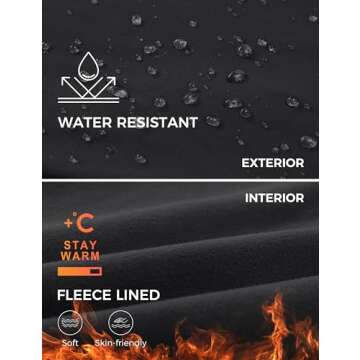 CRZ YOGA Womens Fleece Lined Workout Joggers with Pockets 27.5" - Hiking Running Outdoor Pants Water Resistant Winter Warm Black Medium