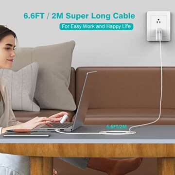 USB C to USB C Cable 100W 6.6ft for MacBook Pro MacBook Air Charger, iPad Pro 13 12.9 11 inch, iPad Air 5 4, Mini 6, A17 Pro, iPhone 16 15 Pro Max Plus, Samsung, USBC Type C PPS Fast Charging Cord