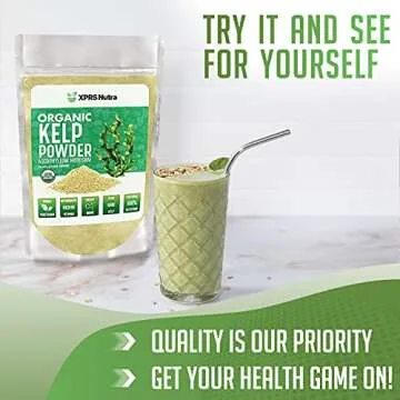 XPRS Nutra Organic Kelp Powder (Ascophyllum Nodosum) - Seaweed Powder Rich in Iodine, Immune Vitamins and Minerals - Food Grade Sea Kelp Supplement Vegan Superfood for Skin Care (8 oz)