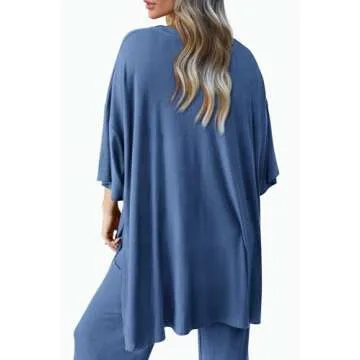 PRETTYGARDEN Women's 2 Piece Outfits Casual Short Sleeve Pullover Tops and Wide Leg Pants Lounge Set...