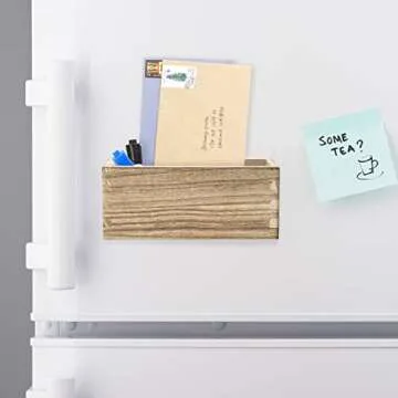 MyGift Rustic Torched Wood Magnetic Dry Erase Marker Holder for Whiteboard Accessories Organizer Bins, Set of 3