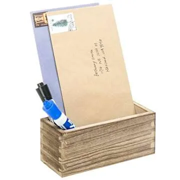 MyGift Rustic Torched Wood Magnetic Dry Erase Marker Holder for Whiteboard Accessories Organizer Bins, Set of 3