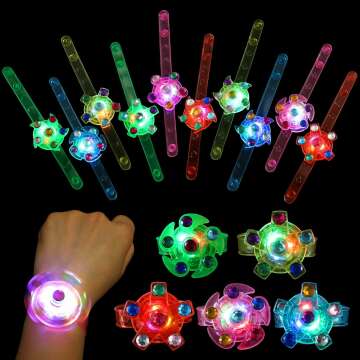 LED Light Up Fidget Spinner Bracelets - 24 Pack