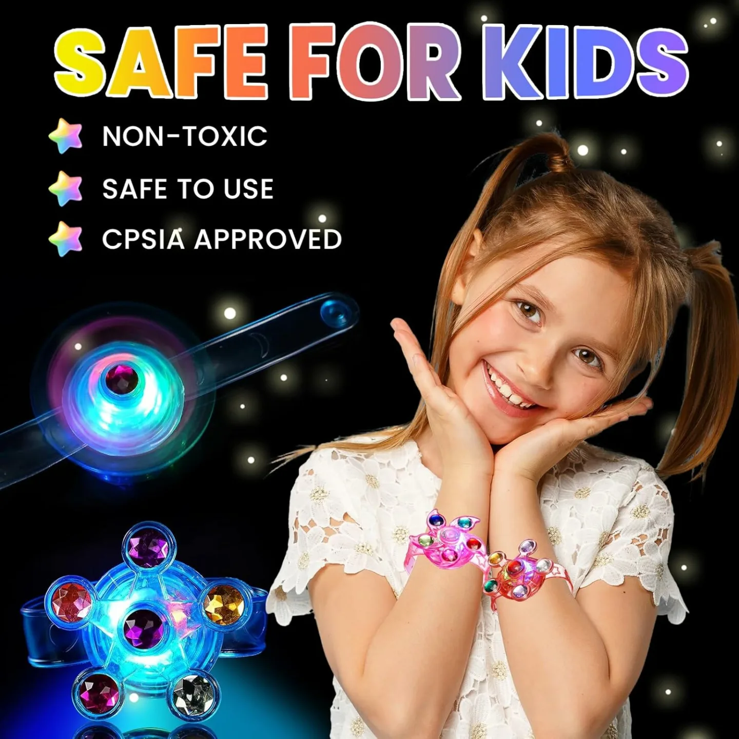 LED Light Up Fidget Spinner Bracelets - 24 Pack