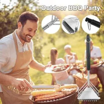 Hailue Grill Brush and Scraper Bristle Free,Stainless Steel Grill Cleaner,for All Grills,Outdoor BBQ Safe Brush,Barbecue Accessories,18" Durable,Easy to Clean Brush,Gifts for Grill Wizard/Men/Dad