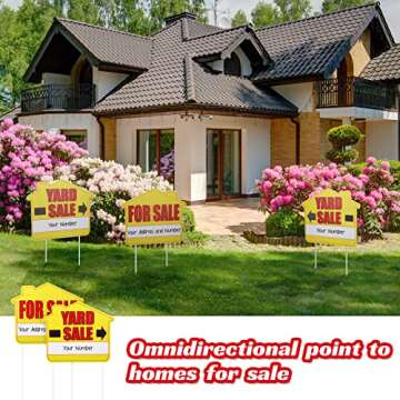 12 Pcs Yard Sale Signs with Stakes for Sale Sign Moving Sale Sign 22 x 14 Inch Double Sided Estate Sale Signs Open House Real Yard Estate Garage Sale Signs with Directional Arrows and Plastic Stake
