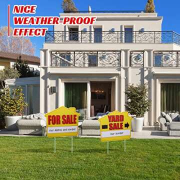 12 Pcs Yard Sale Signs with Stakes for Sale Sign Moving Sale Sign 22 x 14 Inch Double Sided Estate Sale Signs Open House Real Yard Estate Garage Sale Signs with Directional Arrows and Plastic Stake