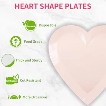 DYLIVeS Pink Heart Shaped Dessert Plates for Any Celebration
