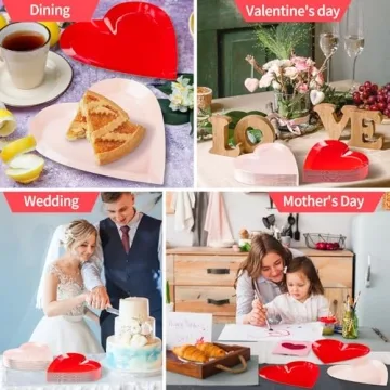 DYLIVeS Pink Heart Shaped Dessert Plates for Any Celebration