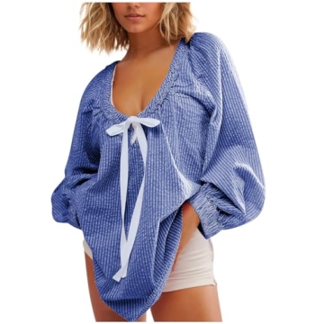 Chic Lightweight Women's Dressy Casual Blouses with Bow Tie Detail