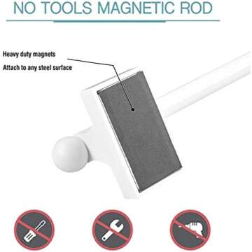Coquilles Multi-Use Adjustable Magnetic Curtain Rods for Doors, Windows, Tool Boxes, 9-16 Inch, Easy...
