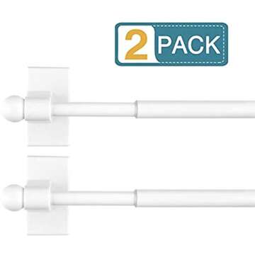 Coquilles Multi-Use Adjustable Magnetic Curtain Rods for Doors, Windows, Tool Boxes, 9-16 Inch, Easy Installation，2-Pack，White