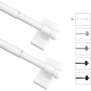 Coquilles Multi-Use Adjustable Magnetic Curtain Rods for Doors, Windows, Tool Boxes, 9-16 Inch, Easy Installation，2-Pack，White
