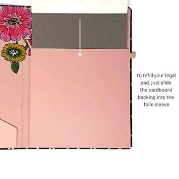 Vera Bradley Clipboard Folio with Refillable Lined Notepad, Black Padfolio with Interior Pocket and Pen Loop, Midnight Gold Dots