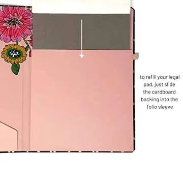 Vera Bradley Clipboard Folio with Refillable Lined Notepad, Black Padfolio with Interior Pocket and Pen Loop, Midnight Gold Dots