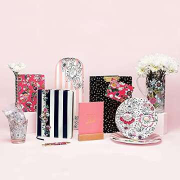 Vera Bradley Clipboard Folio with Refillable Lined Notepad, Black Padfolio with Interior Pocket and Pen Loop, Midnight Gold Dots