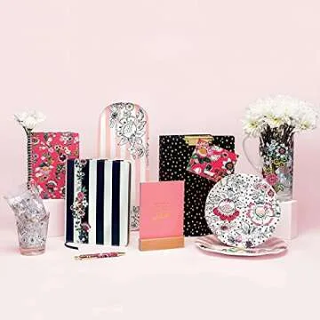 Vera Bradley Clipboard Folio with Refillable Lined Notepad, Black Padfolio with Interior Pocket and Pen Loop, Midnight Gold Dots