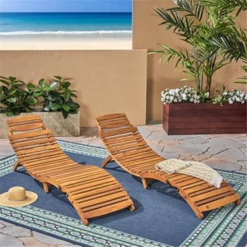 Buy Lahaina Wood Outdoor Chaise Lounge Set 2 Pieces