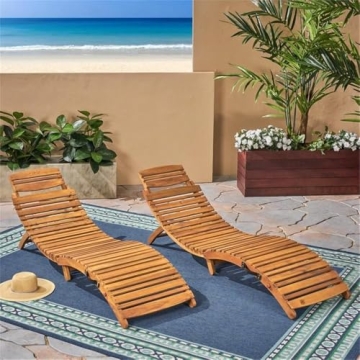 Buy Lahaina Wood Outdoor Chaise Lounge Set 2 Pieces