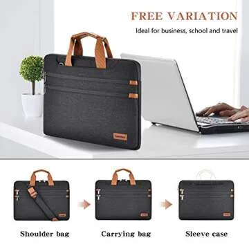 LONMEN 15.6 Inch Laptop Shoulder Bag,Computer Sleeve Carrying Case for Lenovo 15.6" Ideapad 330/15.6" HP EliteBook 850 G3 / Dell New Latitude 3590 Chromebook Ultrabook (Black)