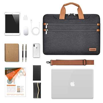 LONMEN 15.6 Inch Laptop Shoulder Bag,Computer Sleeve Carrying Case for Lenovo 15.6" Ideapad 330/15.6" HP EliteBook 850 G3 / Dell New Latitude 3590 Chromebook Ultrabook (Black)