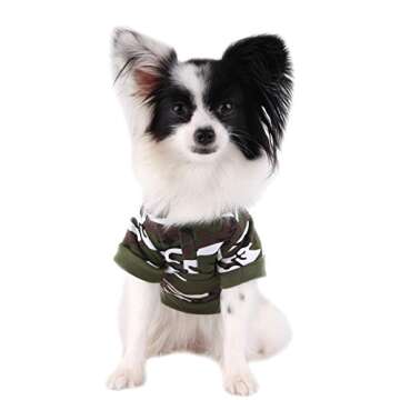 Army Green Camouflage Hoodie Pet Dog Clothes Camo Sweatshirt-M Size by KingWinX