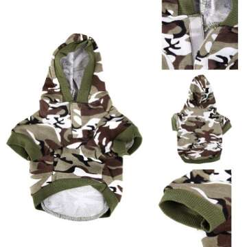 Army Green Camouflage Hoodie Pet Dog Clothes Camo Sweatshirt-M Size by KingWinX
