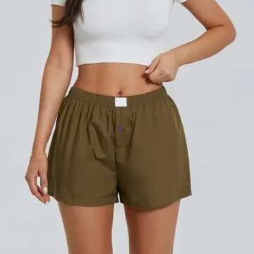 Women's Y2K Lounge Shorts Cute Soft Elastic Low Waist Plaid Print Button Front Pajama Bottoms Boxer Shorts Sleepwear