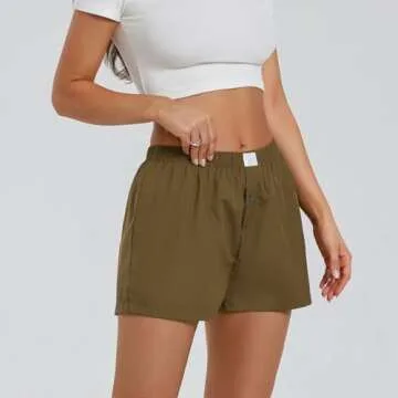 Women's Y2K Lounge Shorts Cute Soft Elastic Low Waist Plaid Print Button Front Pajama Bottoms Boxer Shorts Sleepwear
